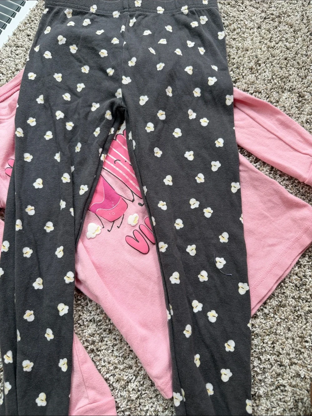 2 - Carters girls Pink Popcorn & Movie Night Pajamas size 7